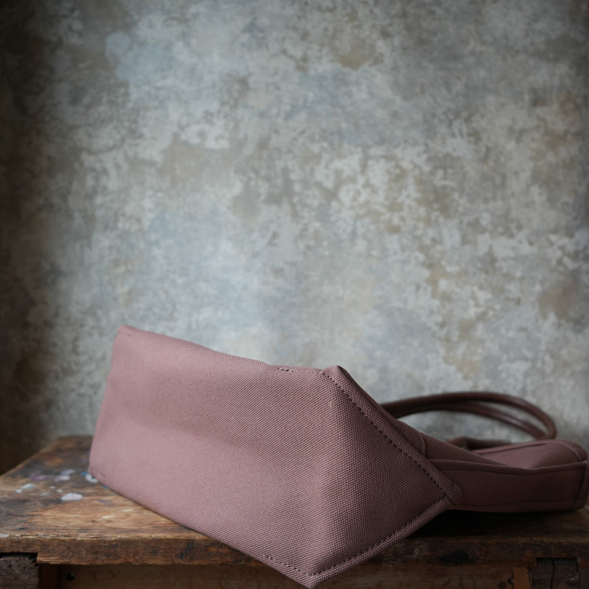WORKERS Leather Handle Tote, Medium Bag, Brown Canvas, Long Handle