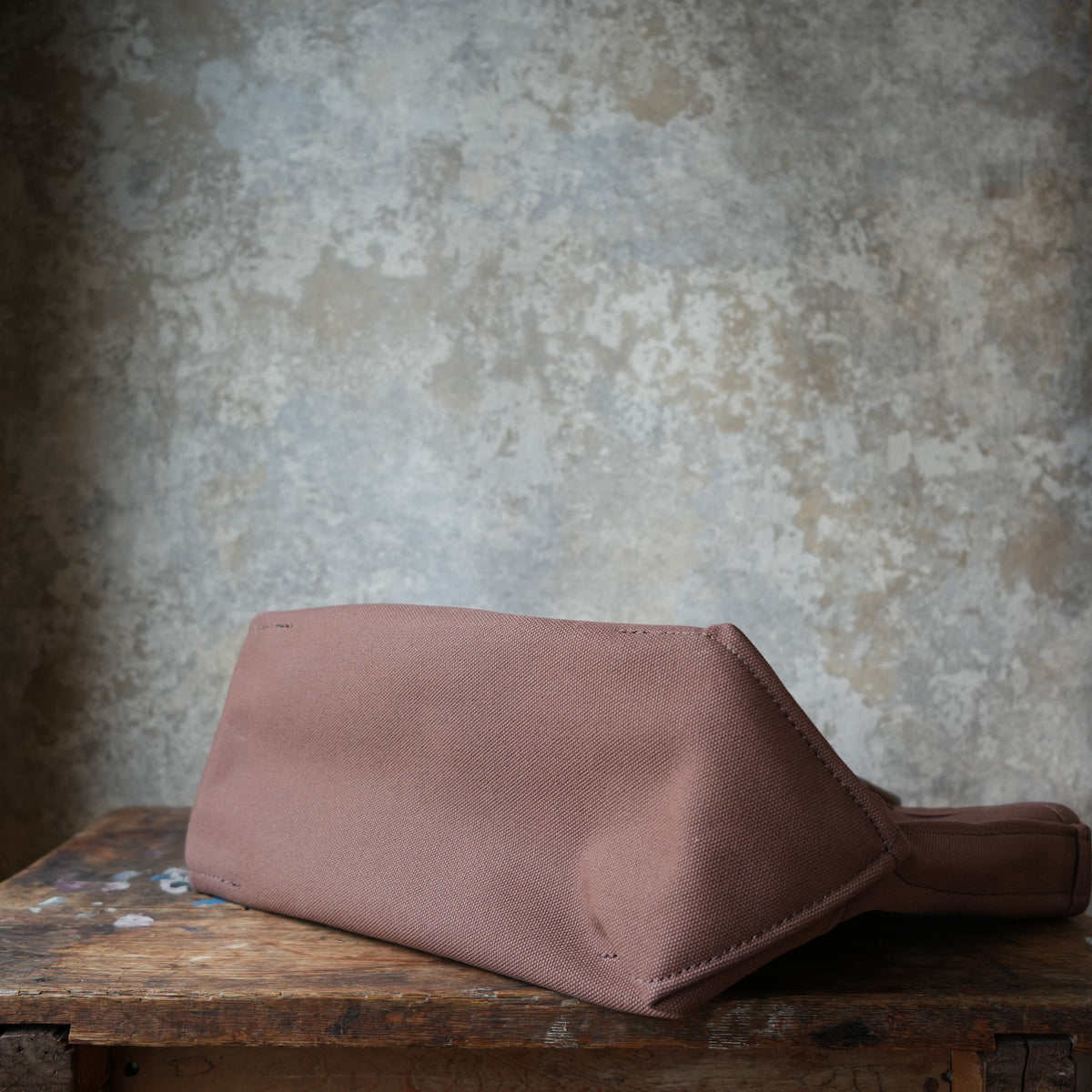 WORKERS Leather Handle Tote, Medium Bag, Brown Canvas, Short Handle
