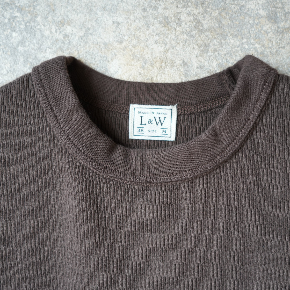 LOOP & WEFT LRC1122 SUPIMA Long Honeycomb Knit Crewneck Thermal - Oak Brown