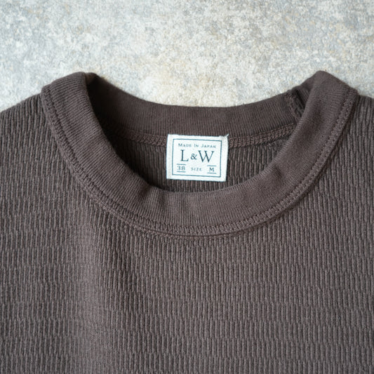 LOOP&WEFT_LRC1122_SUPIMA LONG HONEYCOMB KNIT CREWNECK THERMAL_OAK BROWN