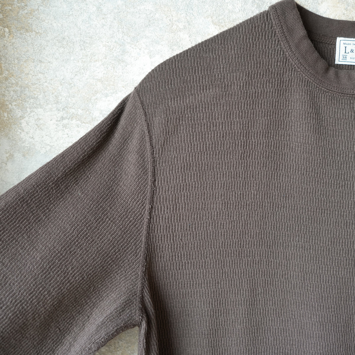 LOOP & WEFT LRC1122 SUPIMA Long Honeycomb Knit Crewneck Thermal - Oak Brown