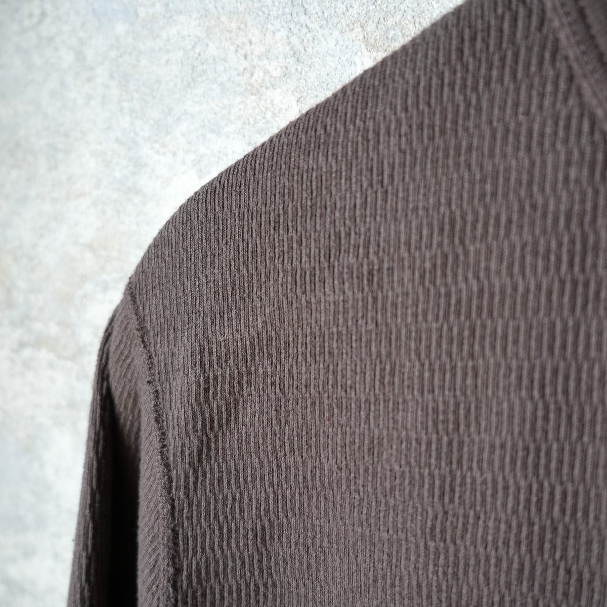 LOOP & WEFT LRC1122 SUPIMA Long Honeycomb Knit Crewneck Thermal - Oak Brown