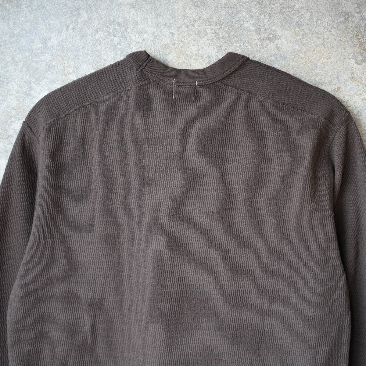 LOOP & WEFT LRC1122 SUPIMA Long Honeycomb Knit Crewneck Thermal - Oak Brown