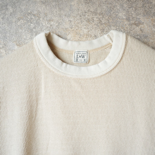 LOOP&WEFT_LRC1122_SUPIMA LONG HONEYCOMB KNIT CREWNECK THERMAL_VINTAGE IVORY