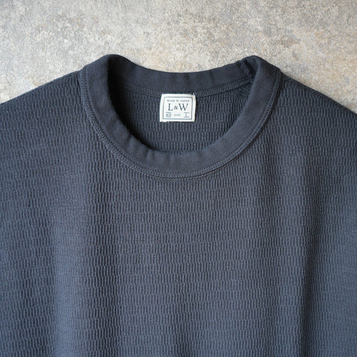 LOOP&WEFT_LRC1122_SUPIMA Long Honeycomb Knit Crewneck Thermal_Antique Black