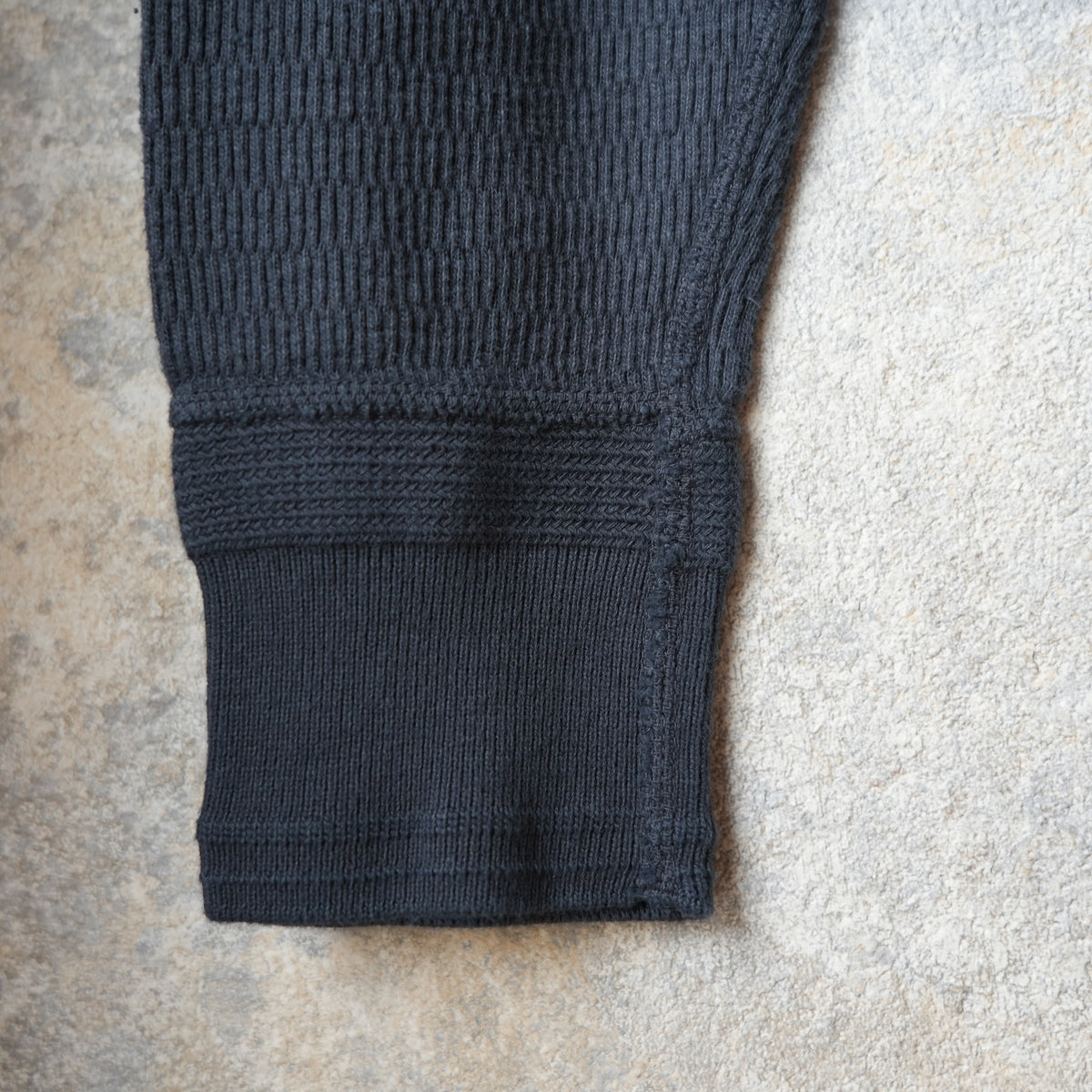 LOOP & WEFT LRH1041 SUPIMA Long Honeycomb Knit Henley Neck Thermal - Antique Black