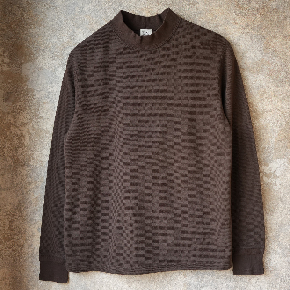 LOOP & WEFT LRC1123 SUPIMA Long Honeycomb Knit Middle Neck Thermal - Oak Brown