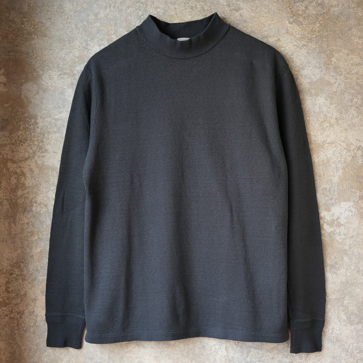 LOOP & WEFT LRC1123 SUPIMA Long Honeycomb Knit Middle Neck Thermal - Antique Black