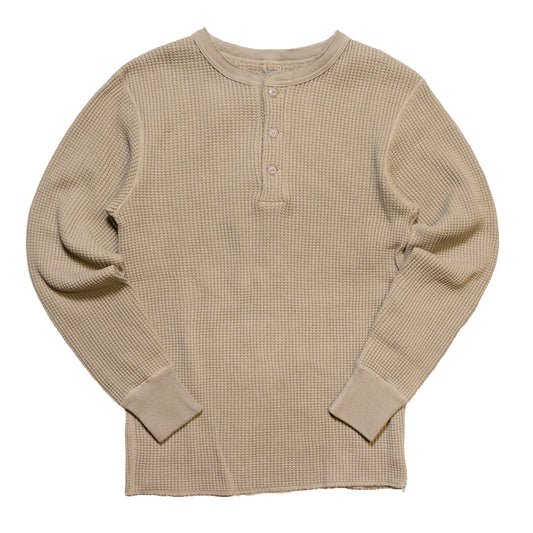 UES_662160_ビッグワッフル ヘンリーネックTシャツ_サンドベージュ