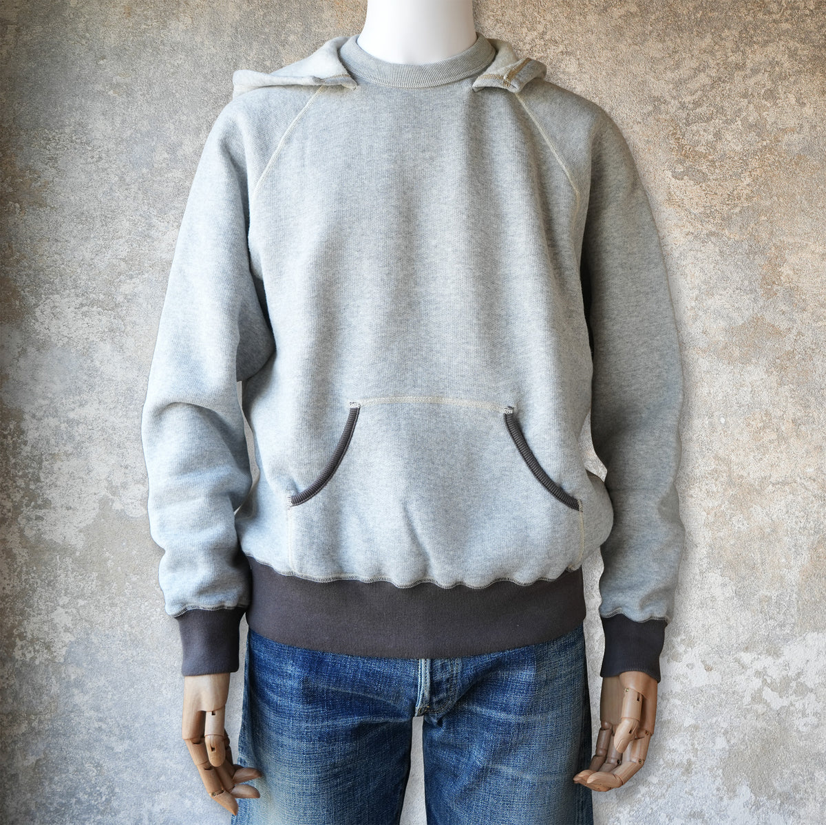 LOOP&WEFT_LCS 1009_SUPER FLUFFY KNIT RAGLAN AFTER HOODIE_2-TONE OLD MELANGE GRAY