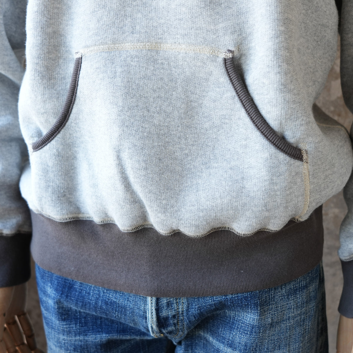 LOOP&WEFT_LCS 1009_SUPER FLUFFY KNIT RAGLAN AFTER HOODIE_2-TONE OLD MELANGE GRAY