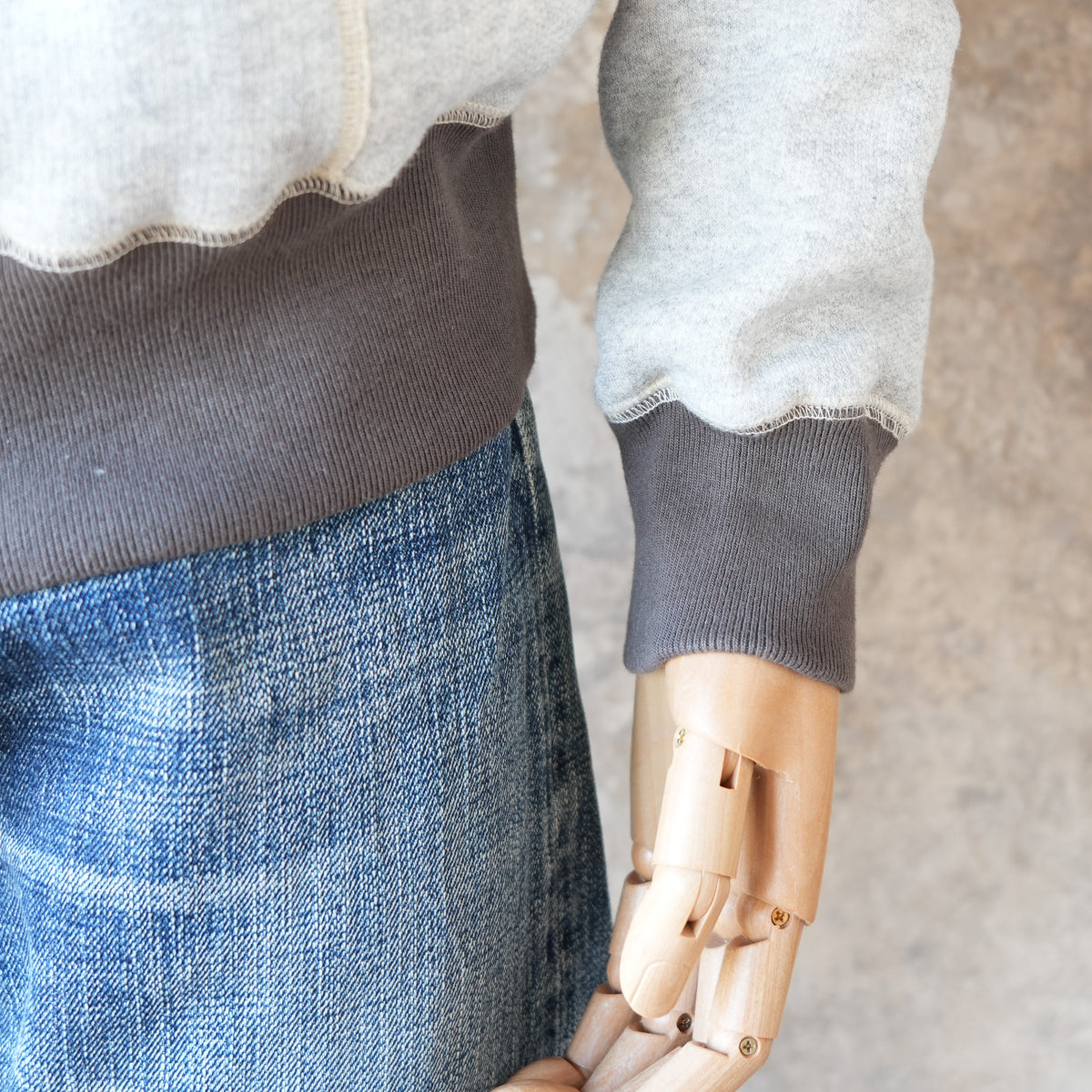 LOOP&WEFT_LCS 1009_SUPER FLUFFY KNIT RAGLAN AFTER HOODIE_2-TONE OLD MELANGE GRAY