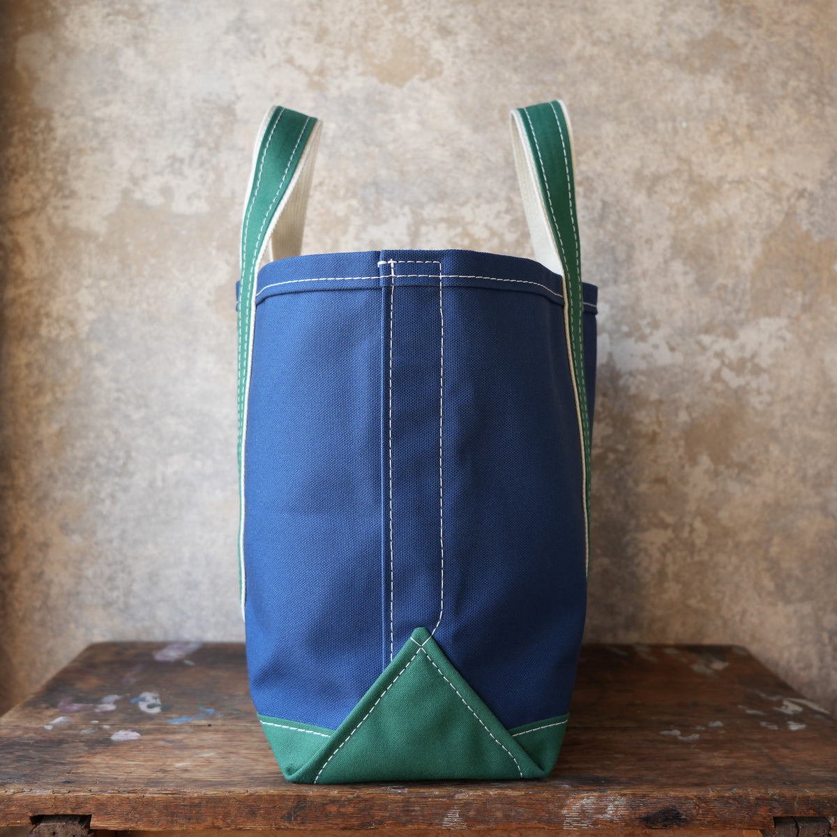 WORKERS_Deluxe Tote Bag/ Navy Body x Green Handle