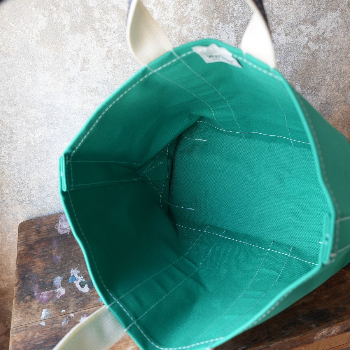 WORKERS_Deluxe Tote Bag/ Green Body x Navy Handle