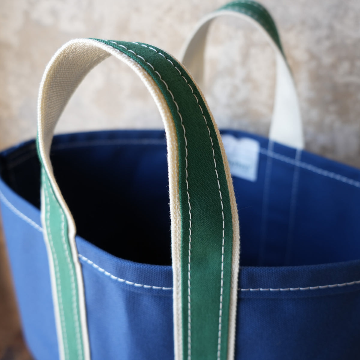 WORKERS_Deluxe Tote Bag/ Navy Body x Green Handle