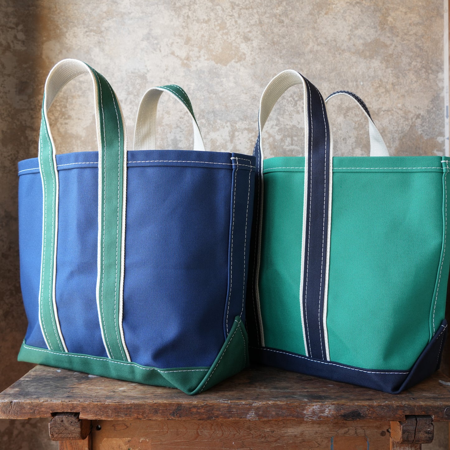 WORKERS_Deluxe Tote Bag/ Navy Body x Green Handle