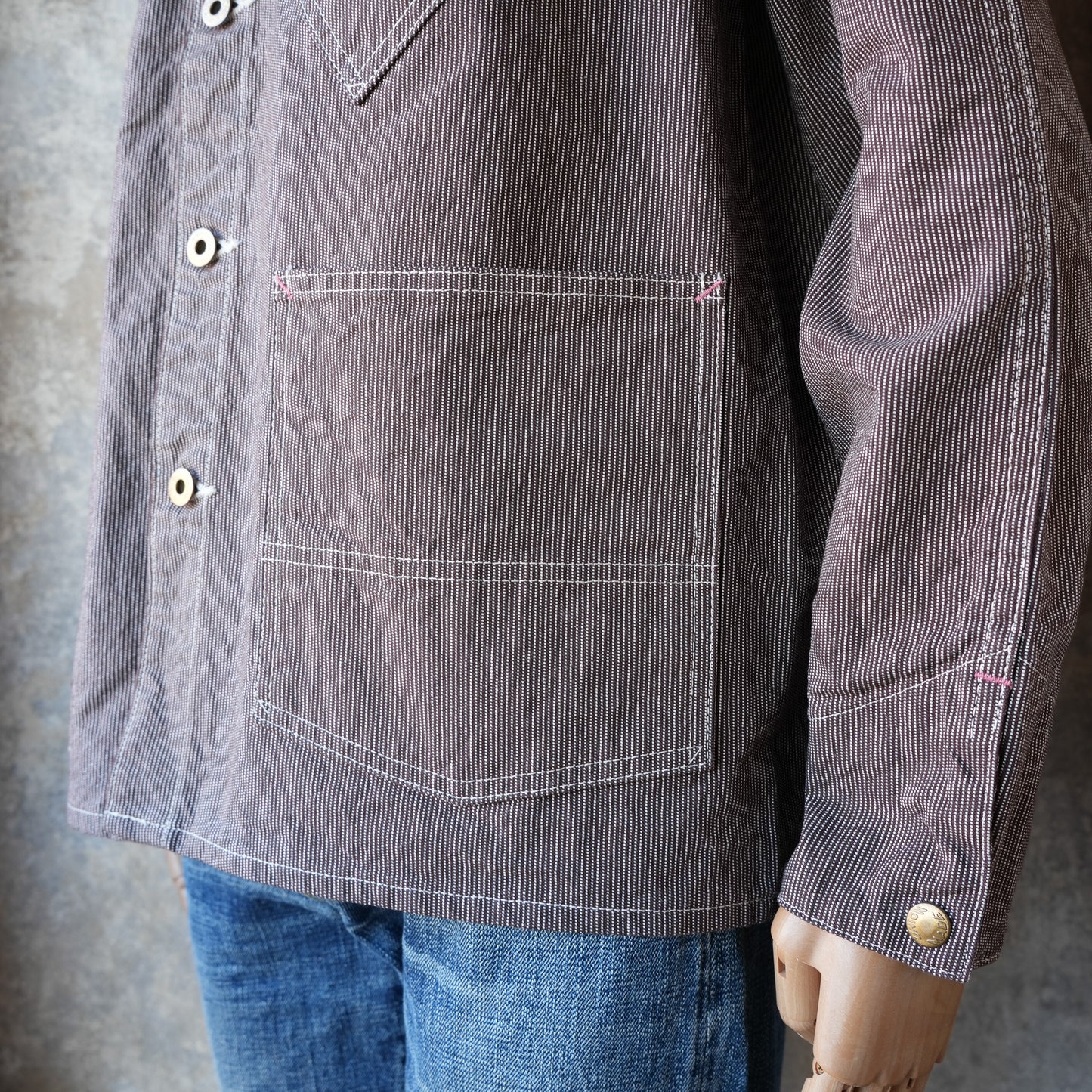 TCB Jeans_BLACK CAT JACKET Pin Check_BROWN