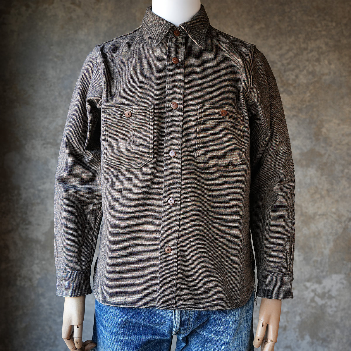 SAMURAI JEANS_SMN25-01_Plain Flannel Shirt_Black