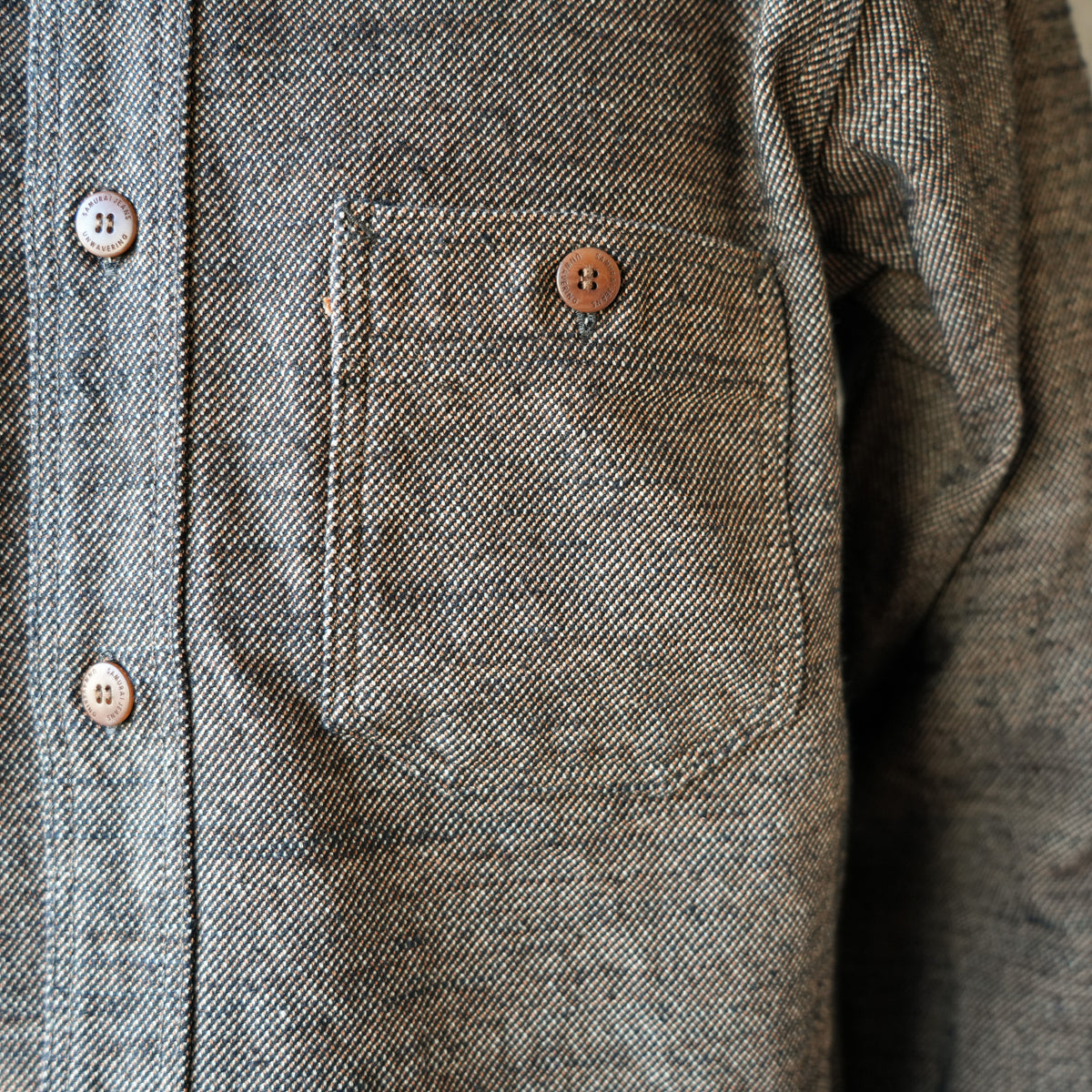 SAMURAI JEANS_SMN25-01_Plain Flannel Shirt_Black