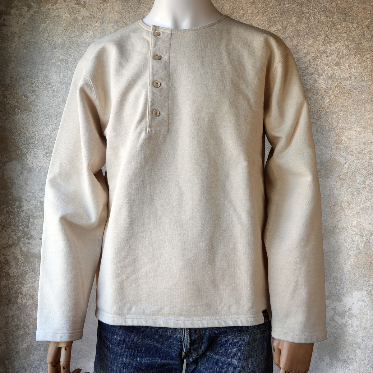 PREQUEL_C1011 Henley Sweatshirt (Natural)