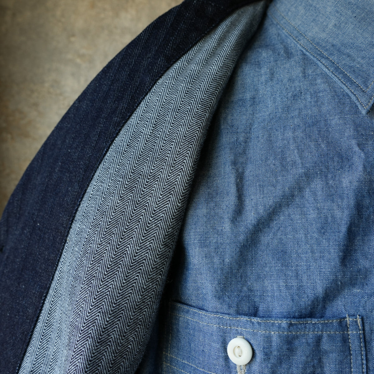 WORKERS Lounge Jacket Indigo Herringbone