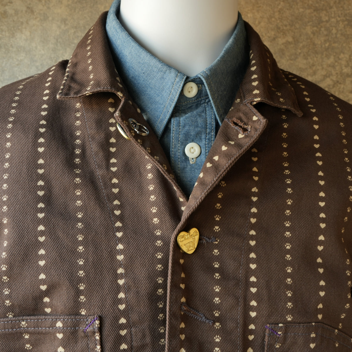 TCB Jeans_Cathartt Chore Coat_Brown Paw Stripe