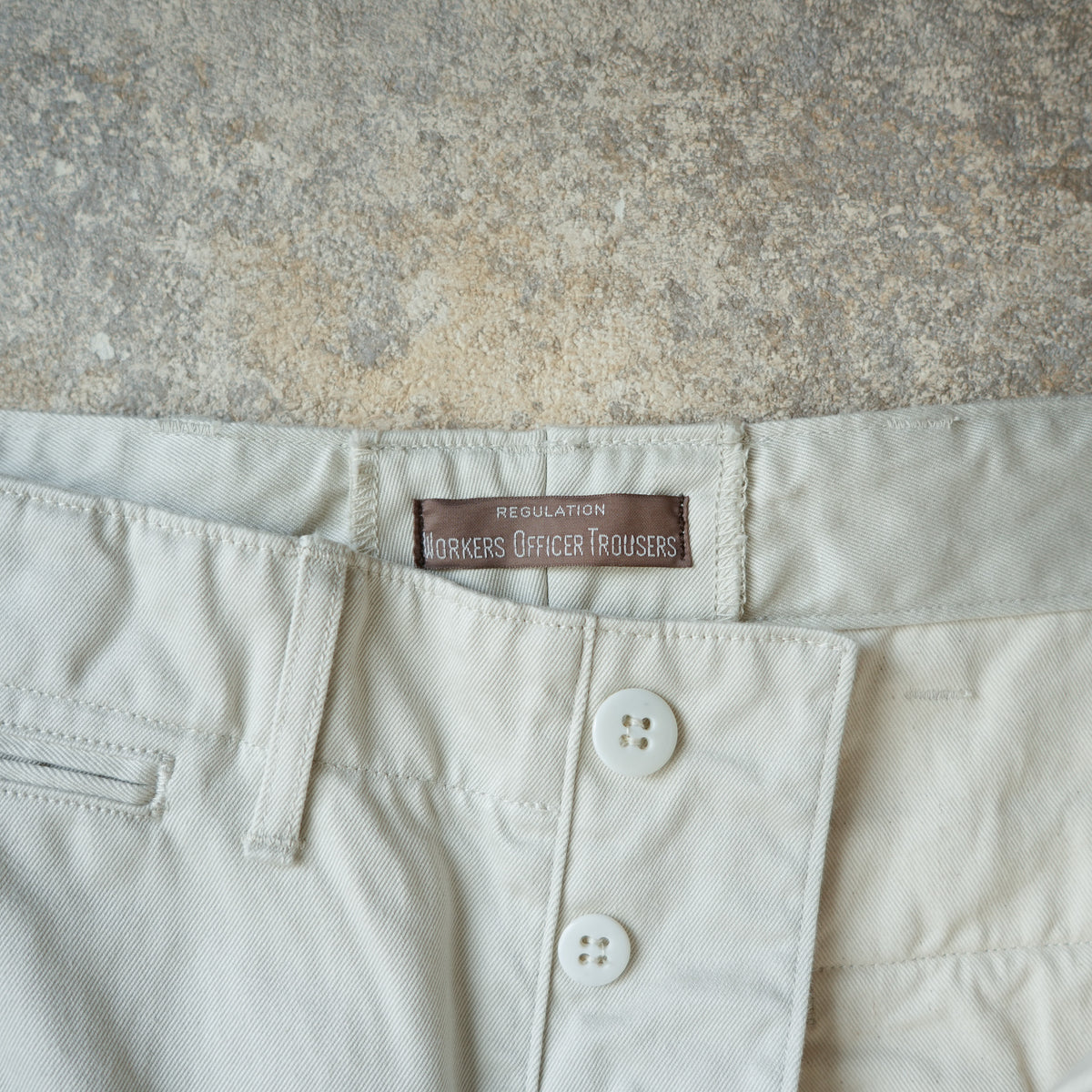 WORKERS_Officer Trousers_Pearl White Chino