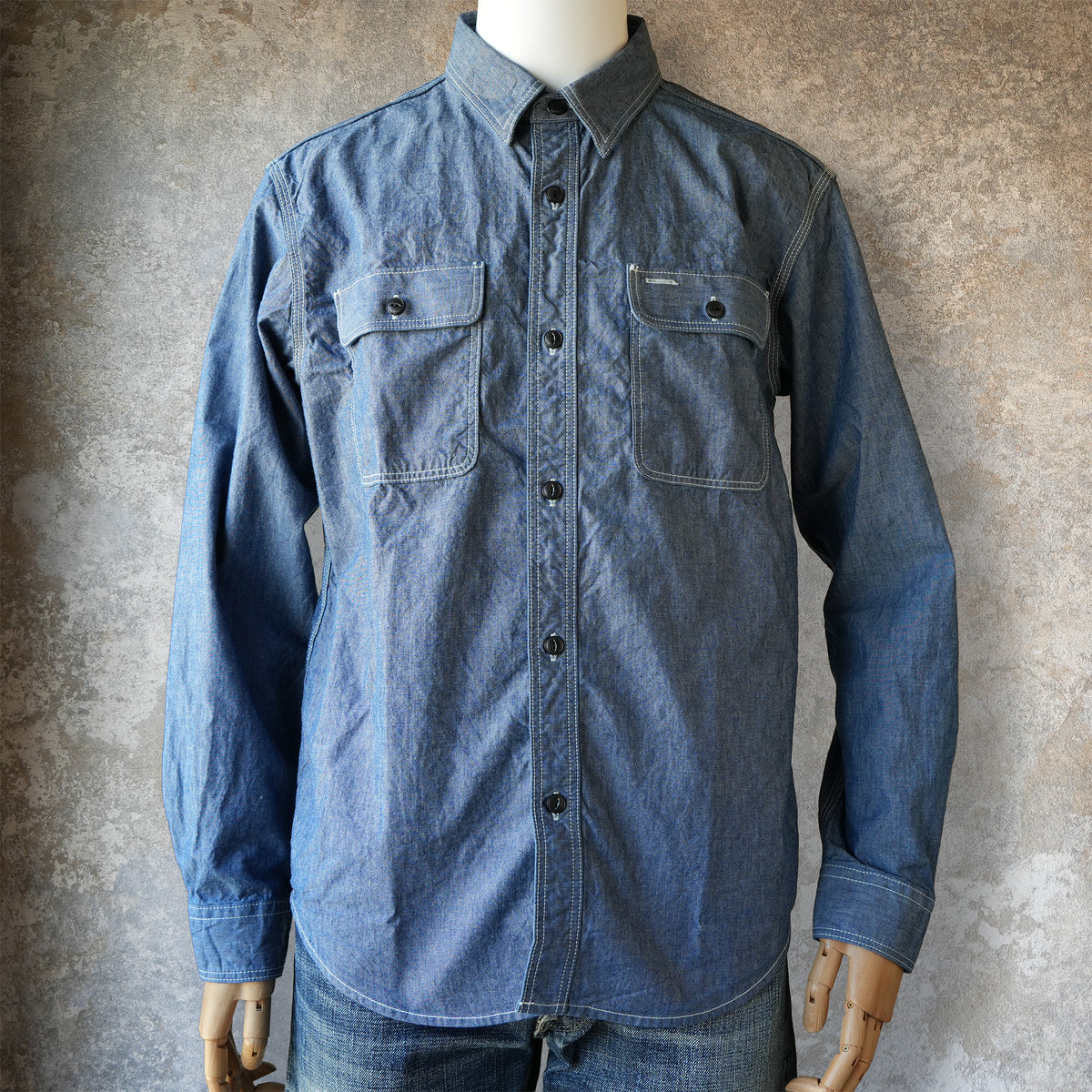 UES_502601_02_2_Triple Stitch Work Shirt_Blue