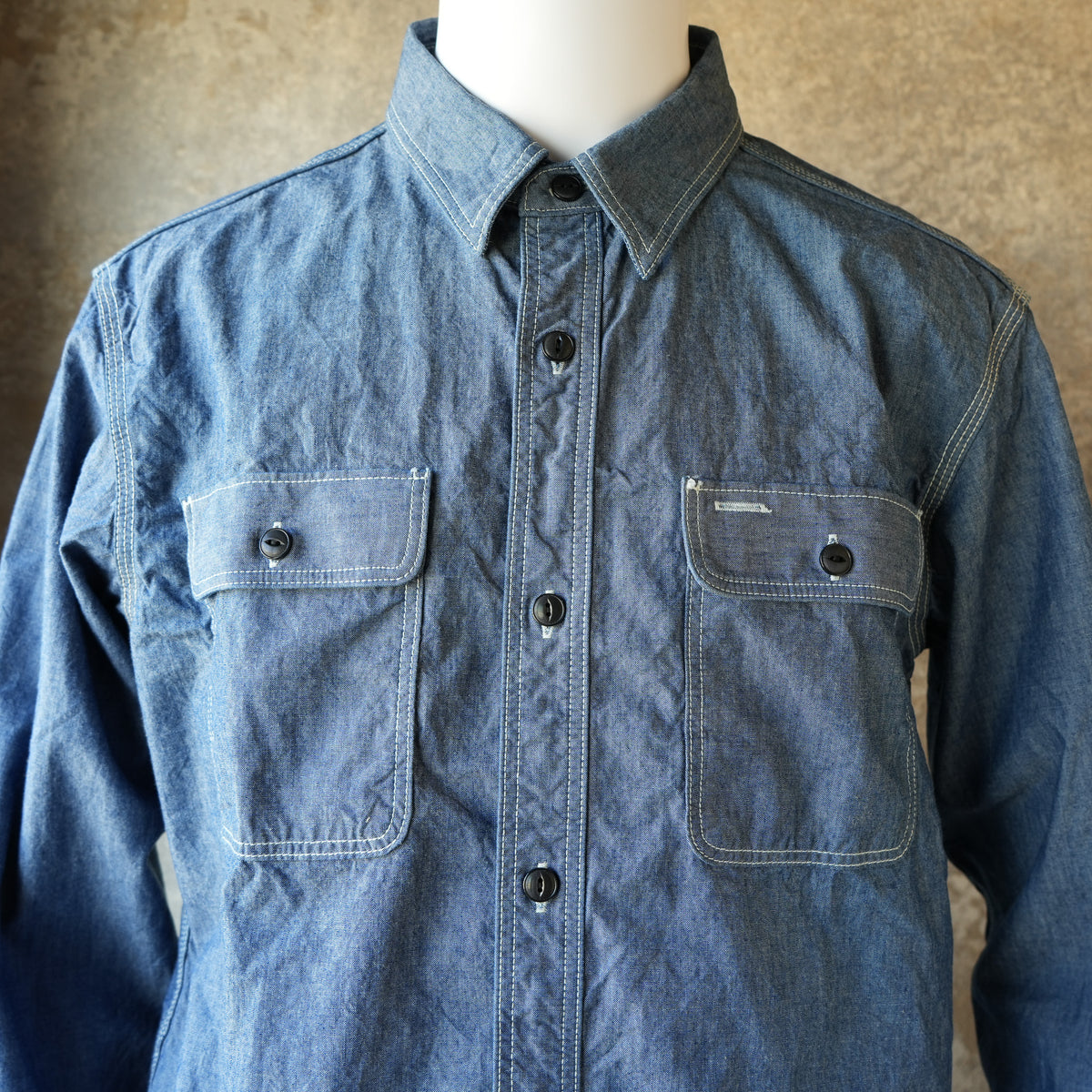 UES_502601_02_2_Triple Stitch Work Shirt_Blue