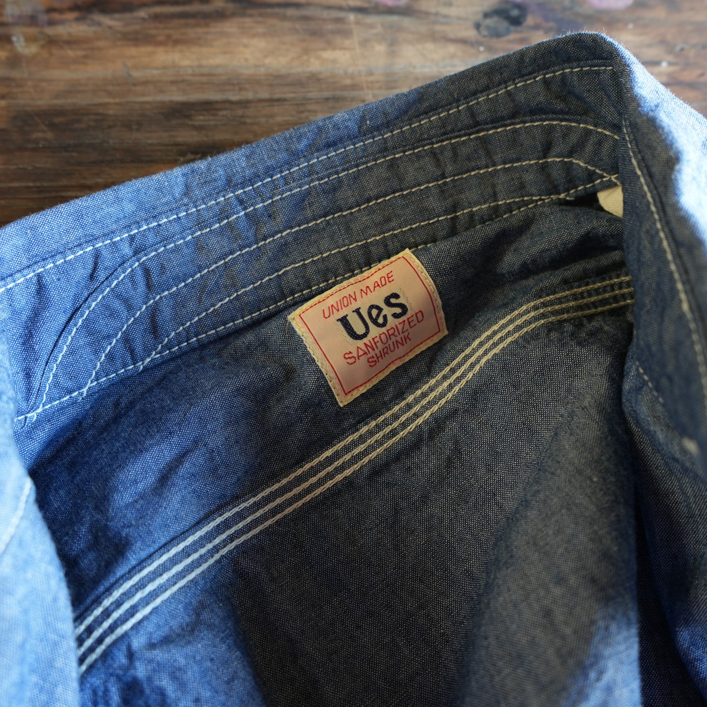 UES_502601_02_2_トリプルステッチワークシャツ_Blue