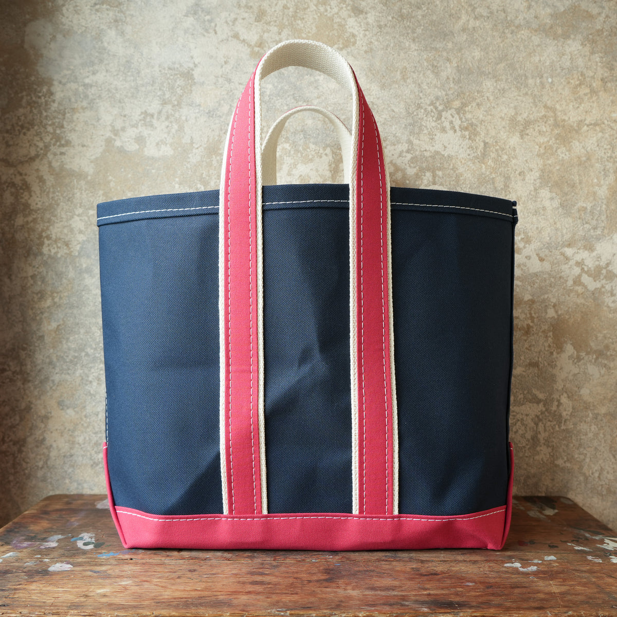 WORKERS_Deluxe Tote Bag_Navy Body x Red Handle