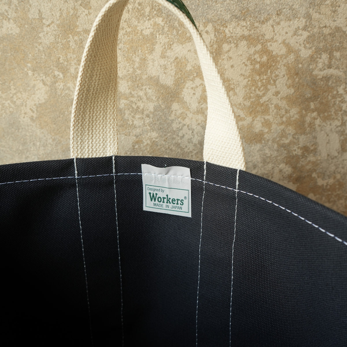 WORKERS_Deluxe Tote Bag_Dark Navy Body x Green Handle