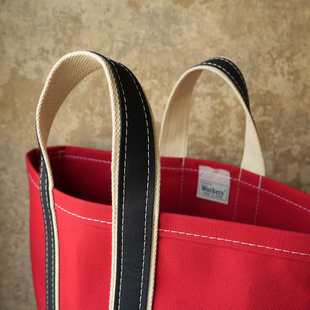 WORKERS_Deluxe Tote Bag_Red Body x Navy Handle