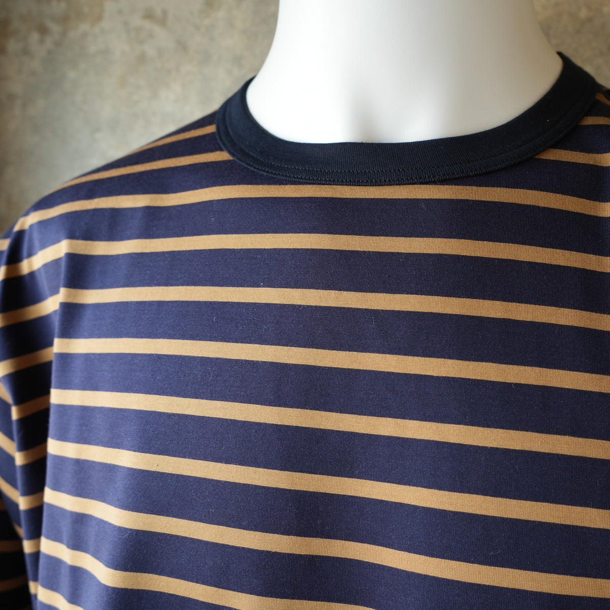 WORKERS_Border T_Long Sleeve_F/ Navy x Tabby