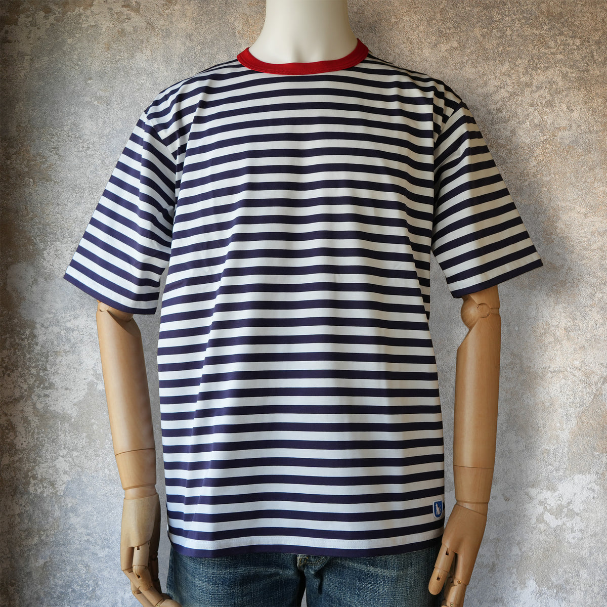 WORKERS_Border T_Short Sleeve_c#B/Trim Red x White x Navy