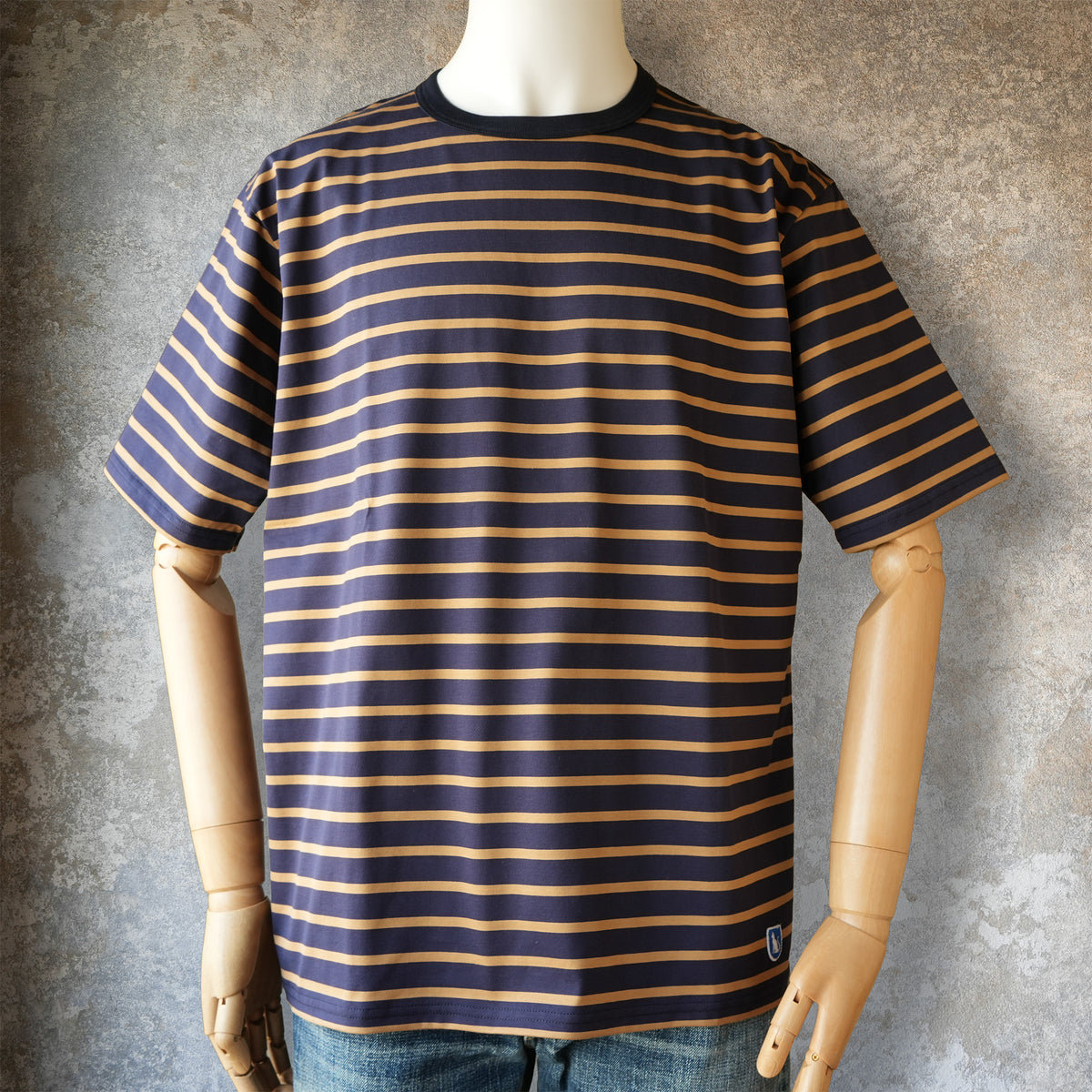 WORKERS_Border T_Short Sleeve_c#F/ Navy x Tabby
