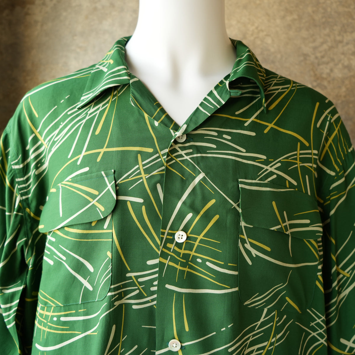 G&F Co. _HAWAIIAN SHIRT L/S (FIREWORKS)_GREEN