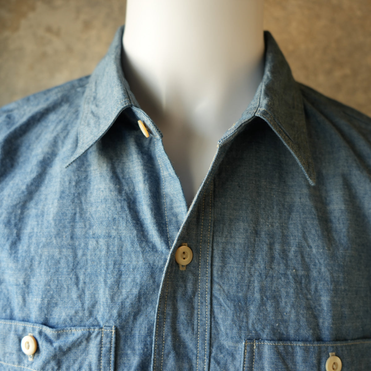 DELUXEWARE_WWS-33S_SHORT WORK SHIRT_INDIGO