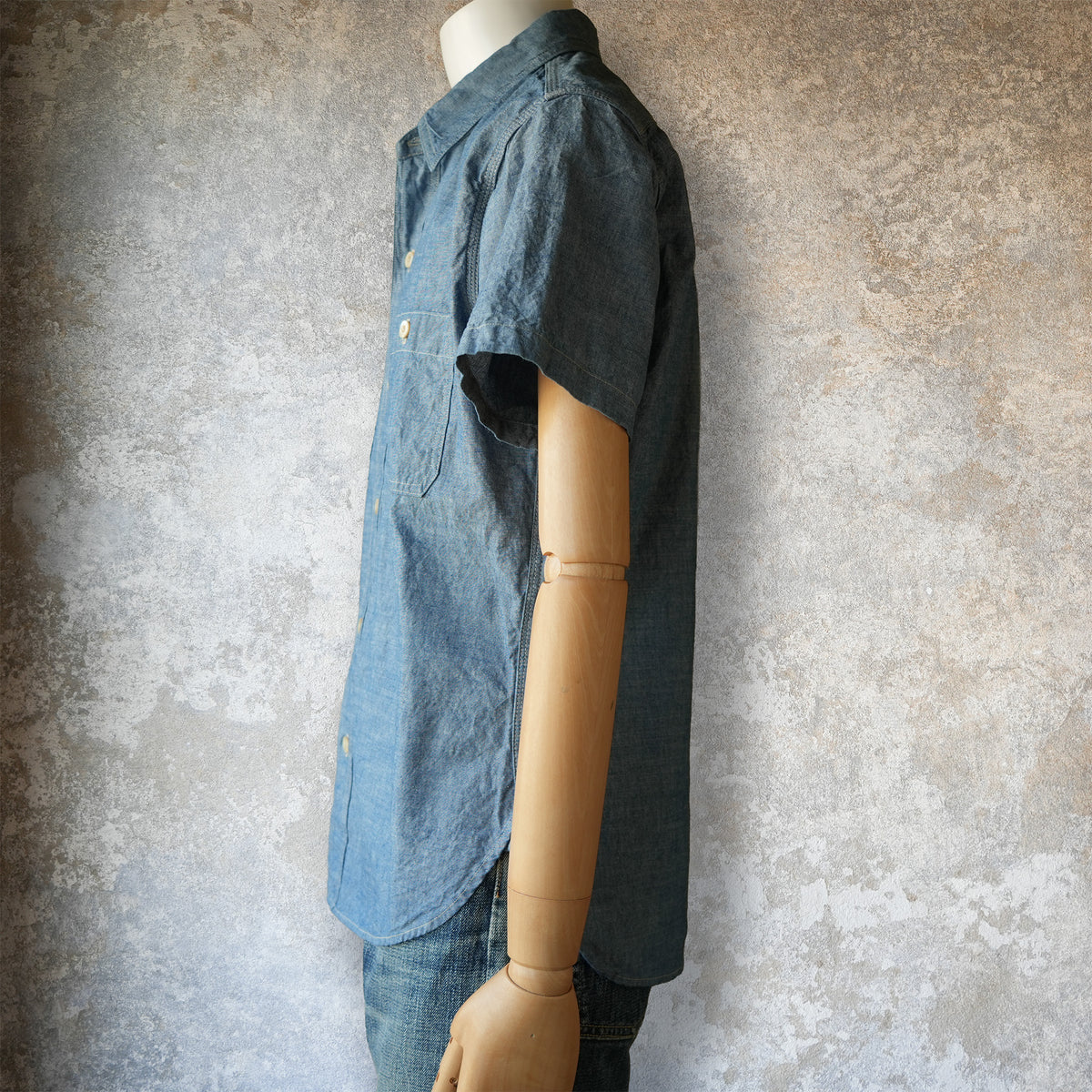 DELUXEWARE_WWS-33S_SHORT WORK SHIRT_INDIGO