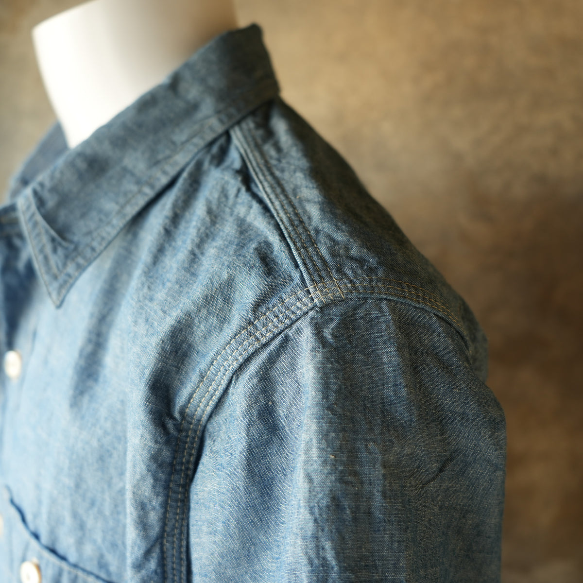 DELUXEWARE_WWS-33S_SHORT WORK SHIRT_INDIGO