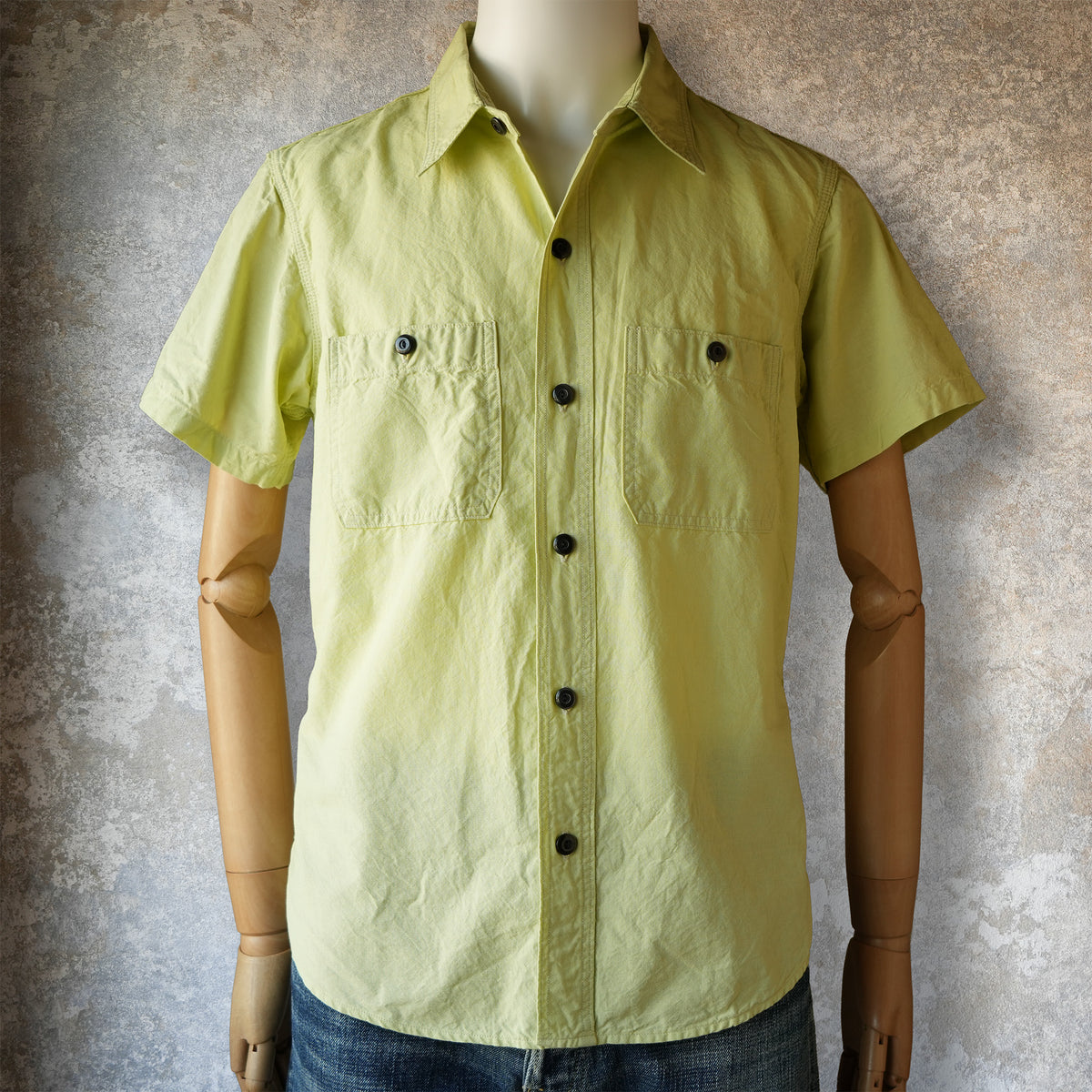 DELUXEWARE_WWS-33S_SHORT WORK SHIRT_GRNYEL