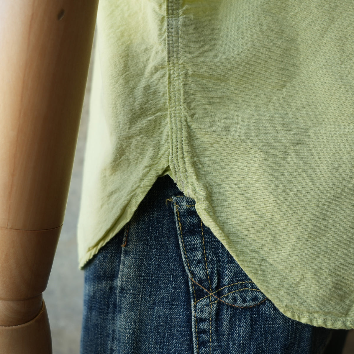 DELUXEWARE_WWS-33S_SHORT WORK SHIRT_GRNYEL