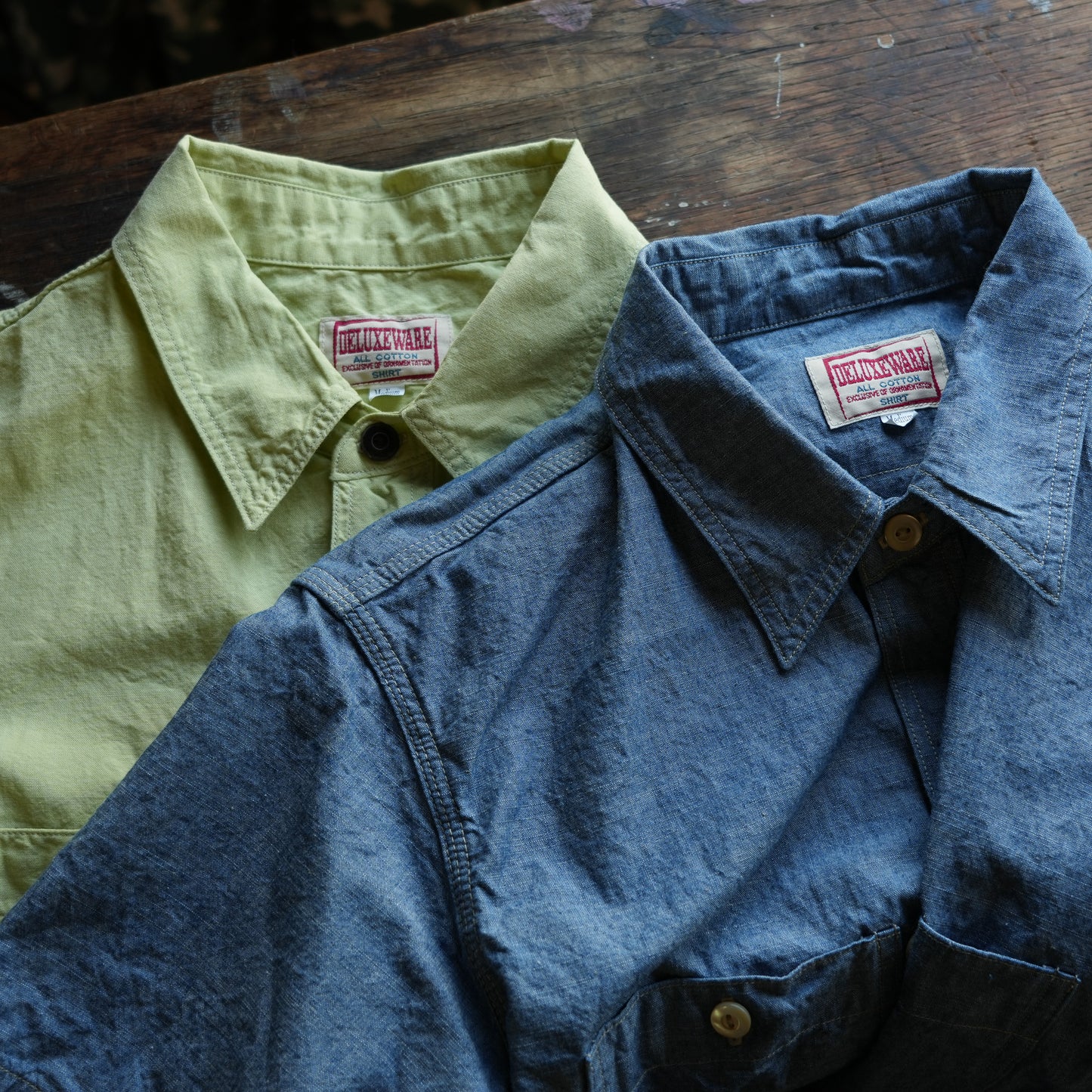 DELUXEWARE_WWS-33S_SHORT WORK SHIRT_GRNYEL