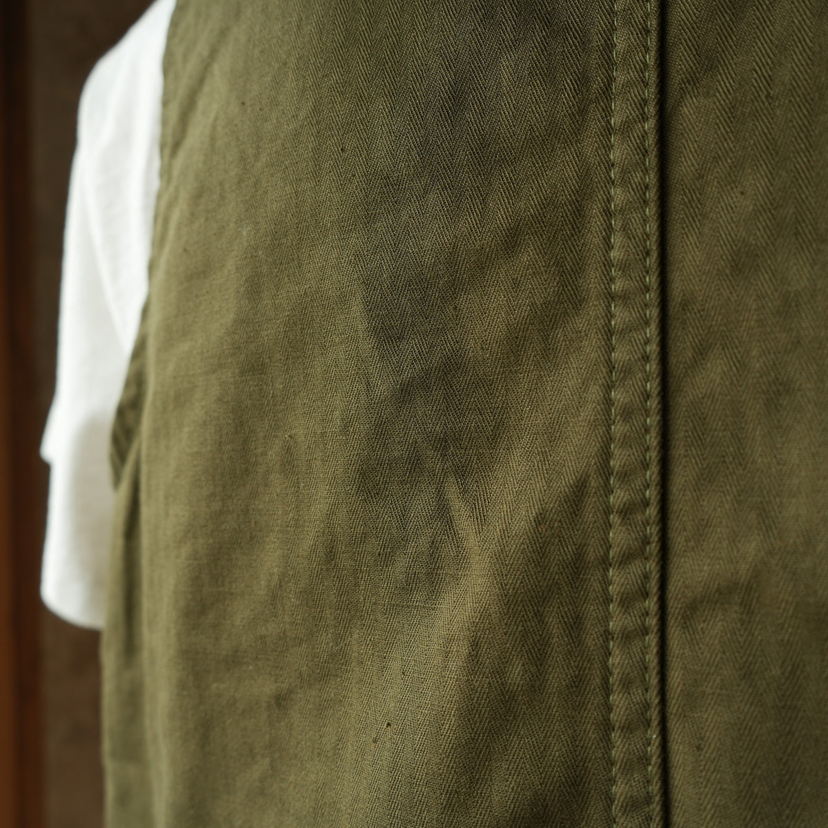 TCB Jeans_Huntsman Vest_Neppy Green Herringbone
