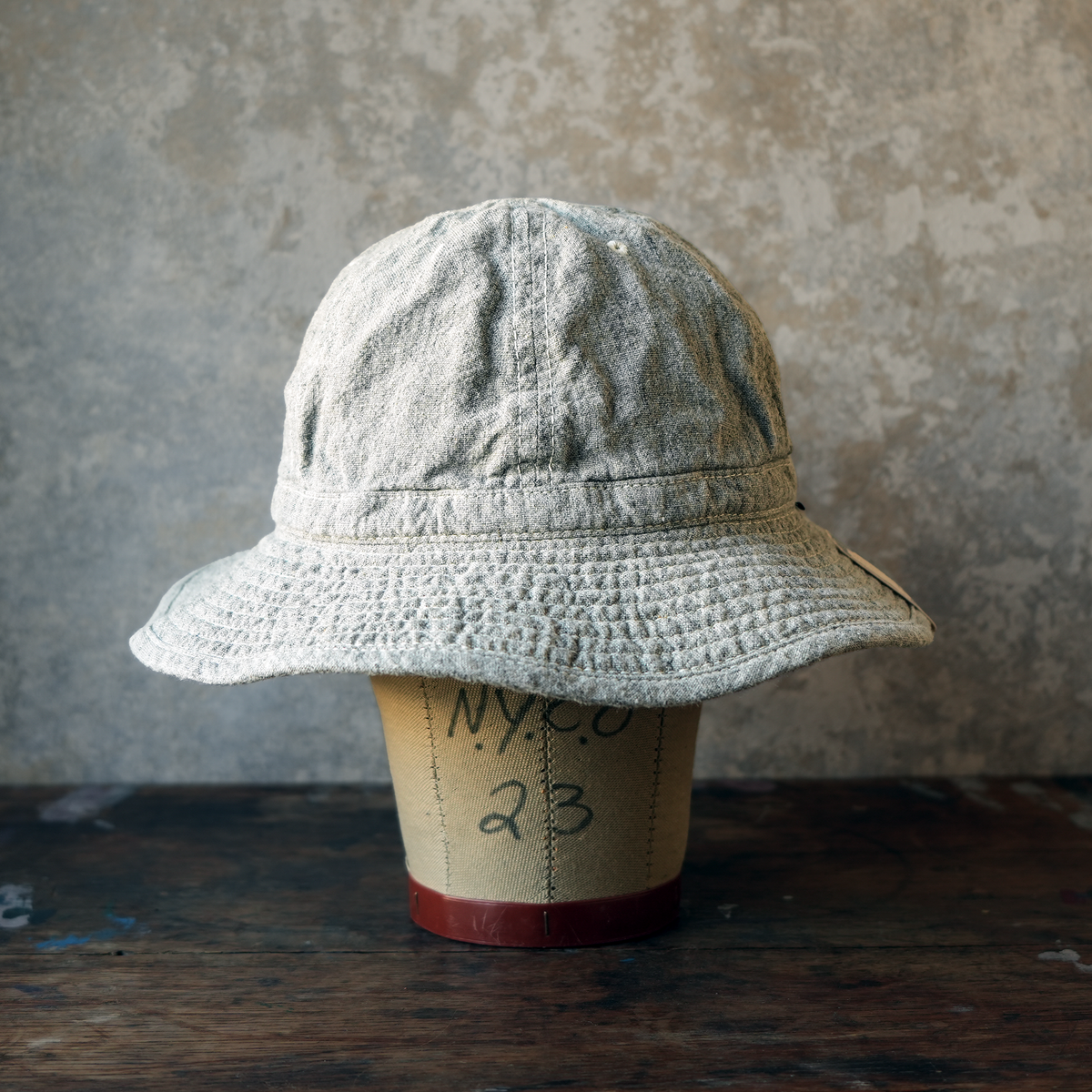 THE H.W.DOG&CO._D-01139_LINEN FATIGUE HAT_LIGHT GRAY