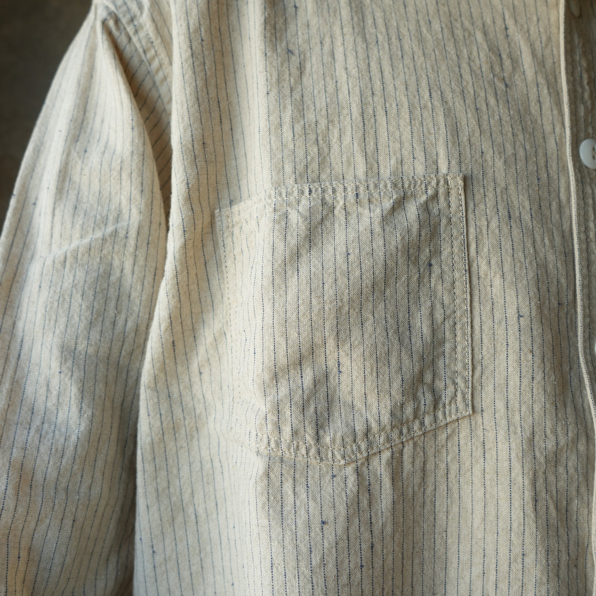 TCB Jeans Detachable Collar Work Shirt - Beige Stripe 2026