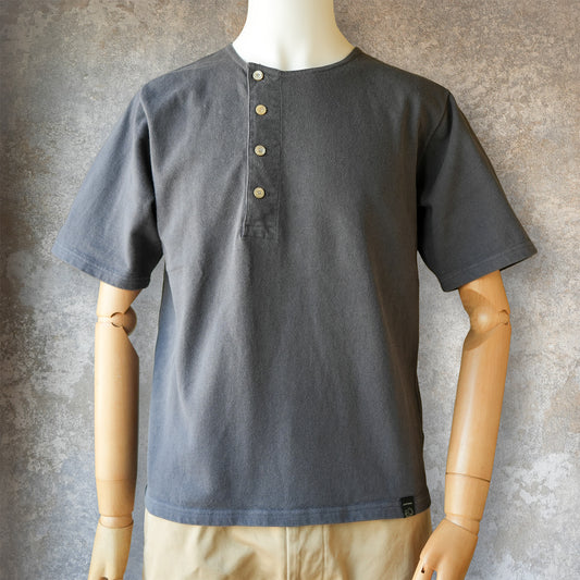 PREQUEL_C1016 Stiff Cotton Henley T-shirt (Black) ヘンリーTシャツ (ブラック)
