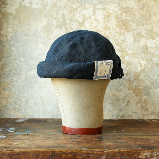 THE H.W.DOG&CO_ D-01166_LINEN CANVAS ROLL CAP - Navy