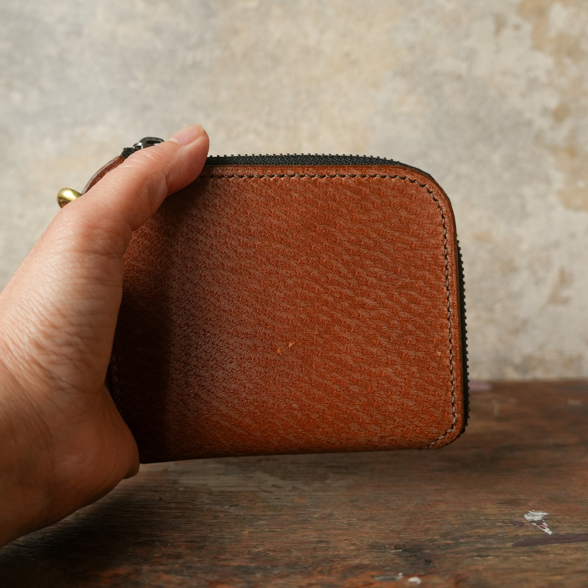 SpiralDance_L-Zip Small Wallet_CAMEL