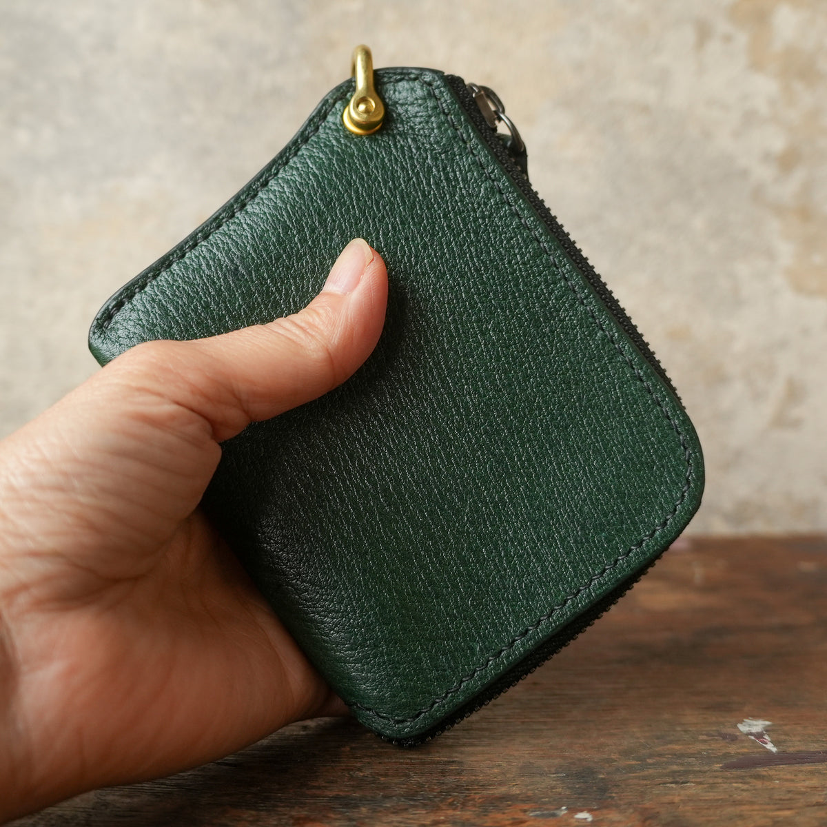 SpiralDance L-Zip Small Wallet DARK GREEN